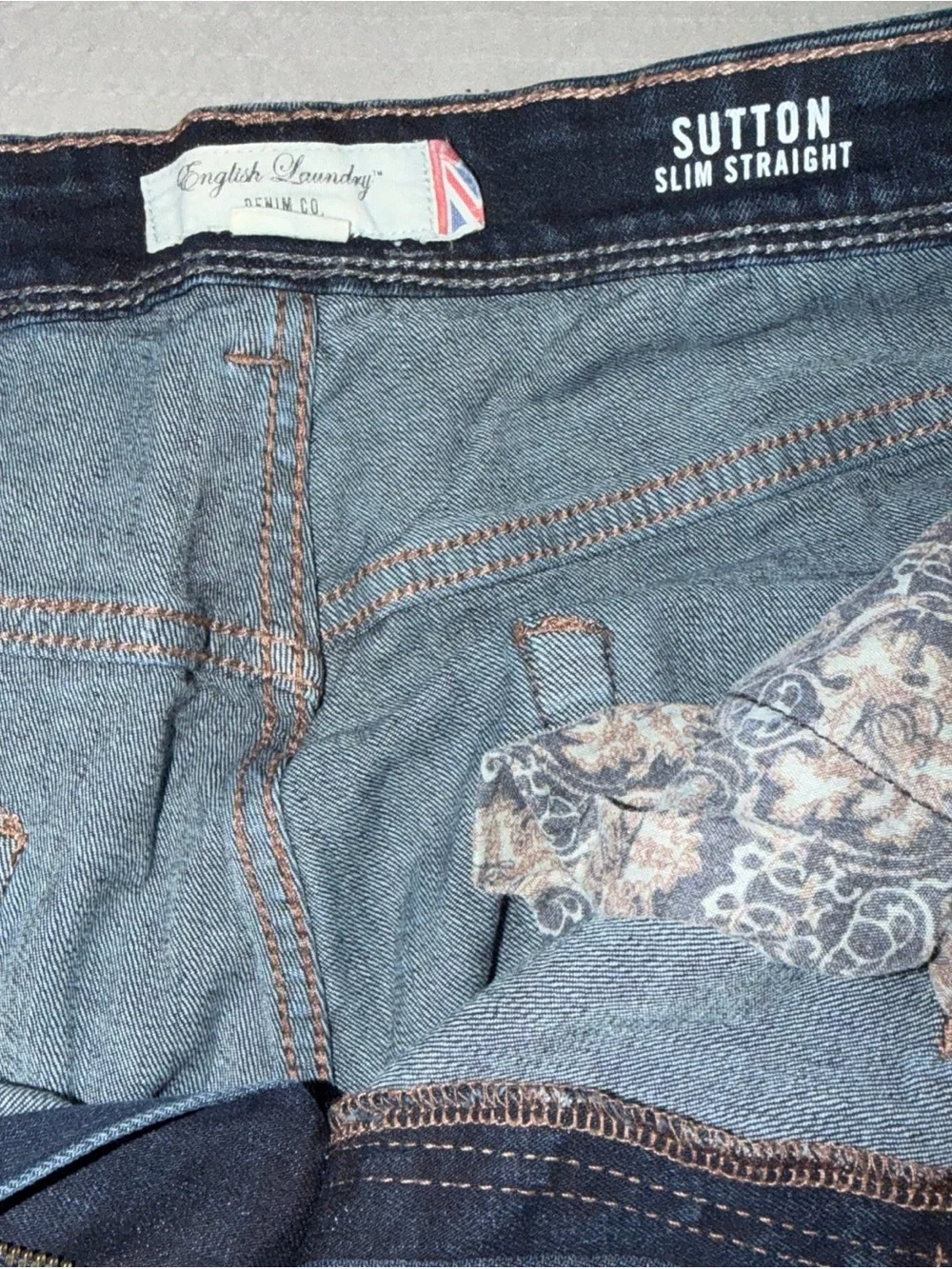 Men's English Laundry Sutton Slim Straight Leg Dark Blue Jeans Size 34x 30